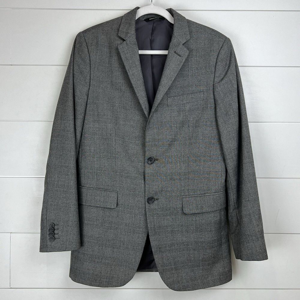 Banana Republic Blazer Jacket Glen Charcoal Men 38R Tailored‎ Slim